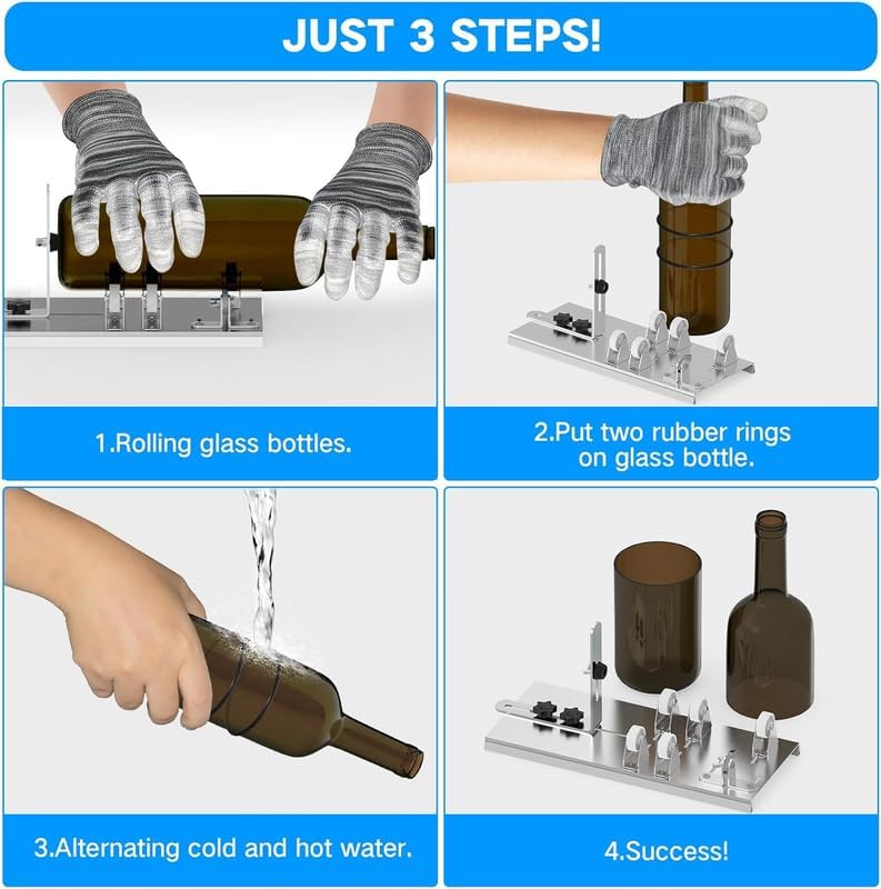Camdios Glass Bottle Cutter & Bottle Cutter, Upgraded Glass Cutter for Bottles with Glass Cutting Oil, Glass Cutting Kit for Wine, Beer, Liquor, Whiskey, Alcohol, Champagne, Bottle Cutter for Round Bottles - Image 5